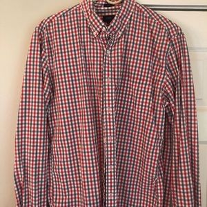 Red gingham J Crew button down